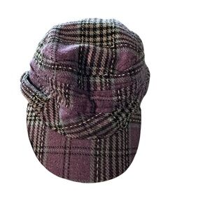 REI girls size 4-7 yr NewsBoy Purple Plaid hat